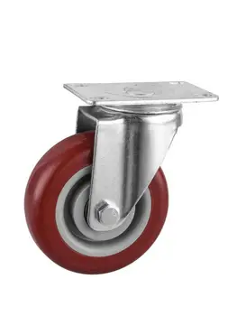 1 предмет, 5-дюймовый ролик Диаметром 125 мм, колесо из ПВХ с двойным подшипником, Красное немое Универсальное колесо, Колесо для духовки Изображение