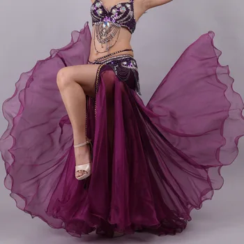 1 шт./лот, женская шифоновая юбка для танца живота, юбка для бальных танцев, юбка для вальса Изображение