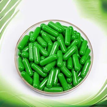 1000 шт./лот, бесплатная доставка, ярко-зеленые желатиновые пустые капсулы, полые желатиновые капсулы, пустая капсула для лекарств ZKH42 Изображение