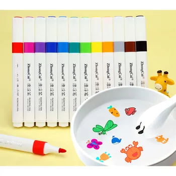 12 Цветов Волшебная вода Плавающая Студенческая кисть для рисования, Маркеры для белой доски, Подвеска для ручек, Детские развивающие игрушки для рисования Изображение