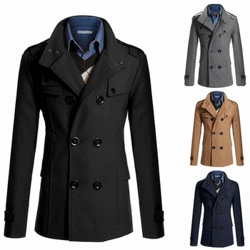 2023 Абсолютно новые мужские куртки, ремонтные шерстяные мужские куртки, пальто для мужчин, Двубортное пальто, утолщенная мужская куртка Изображение