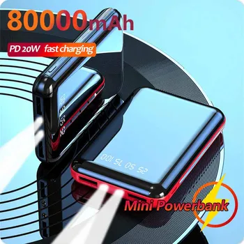 2023 Горячие Продажи Портативный мини-банк питания 80000 мАч Портативная зарядка PD 20 Вт Внешнее зарядное устройство для iPhone Xiaomi Изображение