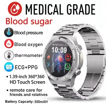 2023 Новые Смарт-Часы для измерения уровня сахара в крови Man 360*360 HD Touch С Большим Экраном ЭКГ Автоматические Инфракрасные Часы Monitore для контроля уровня глюкозы В крови Изображение