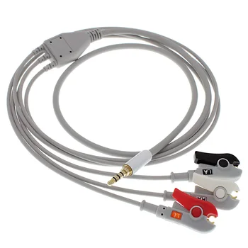 3,5 мм штекер постоянного тока для ЭКГ ЭКГ ХОЛТЕРА, цельный 3-х проводный кабель и подводящий провод, AHA или IEC, защелка или зажим. Изображение