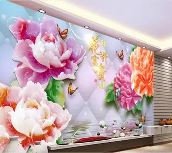 3d обои фотообои на заказ цветок пиона водные камни фон 3d настенные фрески обои для домашнего декора гостиной Изображение