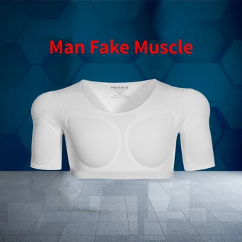 3D футболка с искусственными мышцами для мужчин, косплей, рука, грудь, нижнее белье, формирователь тела, невидимый корсет для живота, топ, майки Изображение