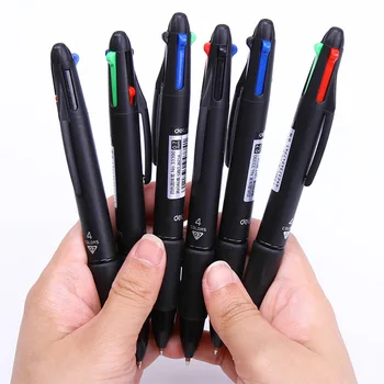 3шт Креативная Шариковая ручка 4 в 1 многоцветная 0,7 мм Черный Синий Красный Зеленый Заправки Шариковая ручка 4 цвета чернил для школьного письма маркером Изображение