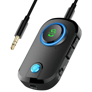 AU42-Приемник-передатчик Bluetooth с микрофоном, беспроводной Bluetooth 5.0 3,5 мм AUX аудио адаптер с низкой задержкой Изображение