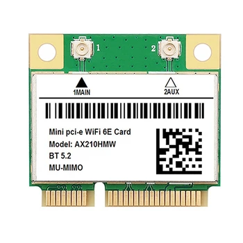 AX210 5374M WIFI 6E Сетевая карта 5G Гигабитная Встроенная Беспроводная Сетевая карта MINI PCIE 5,2 Bluetooth Адаптер сетевой карты Изображение