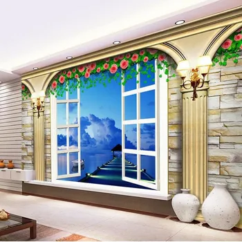 beibehang 3d мраморная колонна фрески Европа ТВ фон кирпичные обои гостиная спальня фрески фотообои papel pintado Изображение