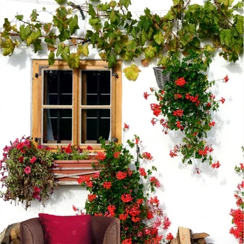 Beibehang, выполненные на заказ в средиземноморском стиле, обои с розами на окне для украшения стен, украшение гостиной, декоративный фон для телевизора Изображение