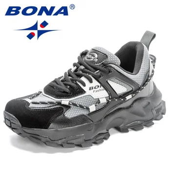BONA 2023 Новые дизайнерские противоскользящие и износостойкие кроссовки для бега, Мужские кроссовки, спортивная обувь, уличная дышащая спортивная обувь, Ma Изображение