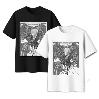 Brdwn Унисекс, футболка для косплея Violet Evergarden, футболка с коротким рукавом, хлопковые топы Изображение