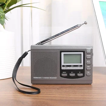 FM-радио MW SW, цифровой будильник, ЖК-экран, портативный FM-радиоприемник с наушниками HRD-310 Изображение