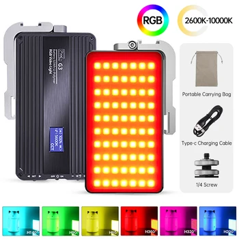 G3 RGB светодиодный Светильник для камеры с Полноцветным Выходом, Комплект Видеосигнала с Регулируемой Яркостью 2600 K-10000 K, Двухцветная Панель CRI 97 + PK AMBITFUL K10 Изображение