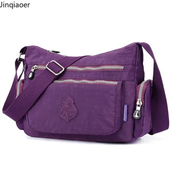 JINQIAOER новая водонепроницаемая серия модных нейлоновых сумок элегантная сумка на одно плечо b a g с наклоном для отдыха женская сумка Изображение