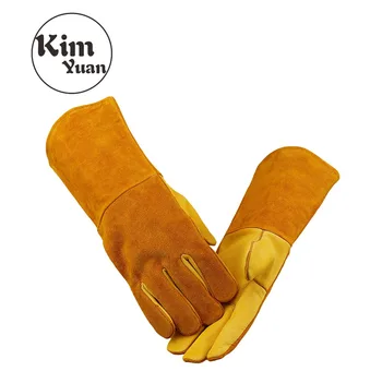 KIM YUAN 047 Перчатки для барбекю из воловьей кожи, изоляция для выпечки, Микроволновая печь, Сварка, перчатки для барбекю на открытом воздухе, гриль Изображение