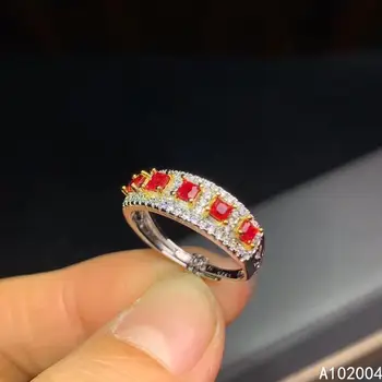 KJJEAXCMY изысканные ювелирные изделия из стерлингового серебра 925 пробы, инкрустированные натуральным регулируемым рубином, новое модное кольцо для девочек Изображение