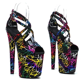 Leecabe/босоножки на высоком каблуке 20 см/8 дюймов; пикантные модельные туфли для танцев на шесте Изображение