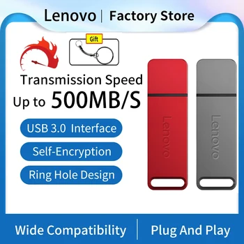 Lenovo 2 ТБ USB 3,0 Флэш-накопитель 512 ГБ USB-накопитель 128 ГБ 256 ГБ USB-накопитель 512 ГБ Флешка 1 ТБ Металлический флэш-накопитель Массового хранения U stick Изображение