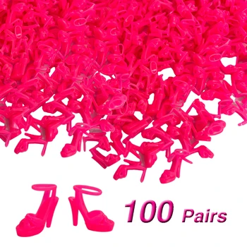 NK 100 Пар Модных розовых туфель для куклы Барби Аксессуары 1/6 Кукольная игрушка Современные босоножки на каблуках Обувь для вечеринок Оптом Изображение