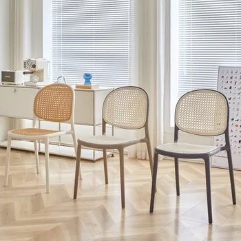 O7Nordic стул имитация ротанга с плетеной спинкой обеденный стол стул модный простой домашний обеденный стул для взрослых стул для отдыха на открытом воздухе Изображение