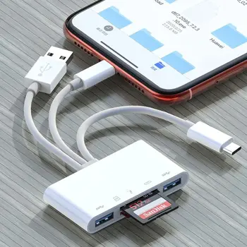 OTG USB Камера Многопамятный Адаптер Для Lightning к Комплекту устройств чтения карт Micro SD TF для Iphone Ipad Macbook Ноутбука Xiaomi Samsung Изображение