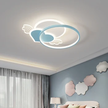 OUQI Светодиодный потолочный светильник для детской комнаты, украшения для детской спальни, кабинета, Розовый, синий, для поверхностного монтажа, современные светодиодные светильники Изображение