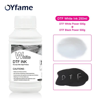 OYfame 500 г dtf порошок белый термоплавкий порошковый клей 250 мл DTF чернила Белые для принтера dtf чернила dtf trasnfer чернила для принтера Изображение