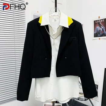 PFHQ Осенние Мужские Модные Короткие Блейзеры с индивидуальным подбором цвета, красивый деловой дизайн, Удобный костюм, пальто 21Z1345 Изображение