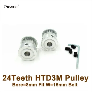 POWGE 24 Зуба 3 М Диаметр шкива ГРМ = 8 мм Подходящая Ширина = 15 мм HTD3M Ремень 24T 24 зуба 3 М Шкив Гравировальный станок с ЧПУ Изображение