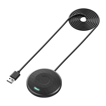 USB-всенаправленный конденсаторный микрофон для видеоконференции, онлайн-обучения, звукосниматель с кабелем AUX 3,5 мм Type-C Изображение