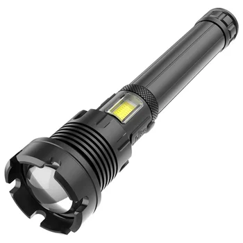 XHP90 + COB Яркий фонарик с возможностью масштабирования и водонепроницаемый для чрезвычайных ситуаций на открытом воздухе Изображение