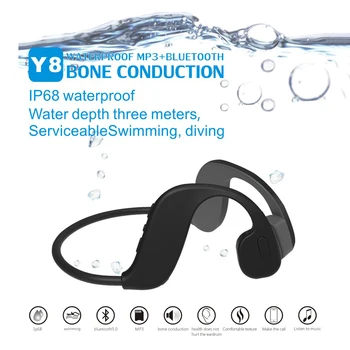 Y8 Плавание с костной Проводимостью 32 ГБ Mp3-плеер Bluetooth 5,0 Гарнитура 2 В 1 IP68 Водонепроницаемые Наушники для Бега, Фитнеса, спорта, Плавания Изображение