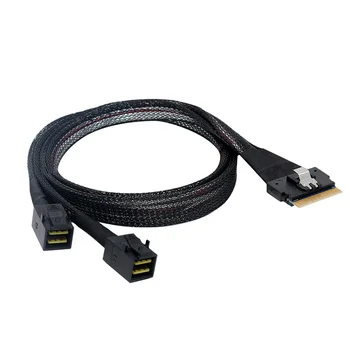 Активный кабель для передачи данных OCuLink PCIe PCI-Express SFF-8654 76 P к 2SFF-8643 SSD 50 см Изображение