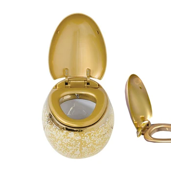 атласный туалетный столик с золотым цветочным покрытием, закрытый стул с шариками, роскошная модель санитарного унитаза, Чистый Цветочный поддон Platinum Изображение