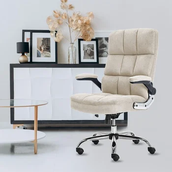 Бархатное офисное кресло с регулируемым углом наклона и откидывающимися подлокотниками, кресло для компьютерного стола руководителя, толстая обивка для комфорта, эргономичное Изображение