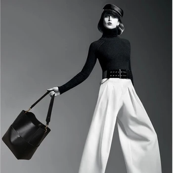 Винтажная женская сумка из натуральной кожи, большая сумка-ведро для рук, роскошные сумки-тоут 2023 Изображение