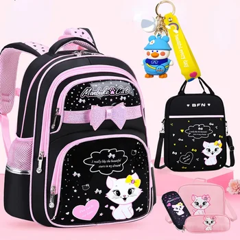 Водонепроницаемые школьные сумки для девочек, детский школьный рюкзак с рисунком кота, ортопедический рюкзак для детей, Детский школьный рюкзак Mochila Escolar Изображение