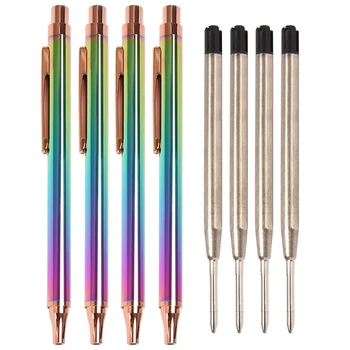 Выдвижные шариковые ручки, Роскошная металлическая ручка Rainbow Click, ручки с черными чернилами 1,0 мм Для настольных офисных аксессуаров Изображение