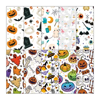 Голографическая ПВХ Виниловая ткань на Хэллоуин, листы из искусственной кожи для изготовления бантов ручной работы, Серьги, сумочка, поделки 46*135 см Изображение
