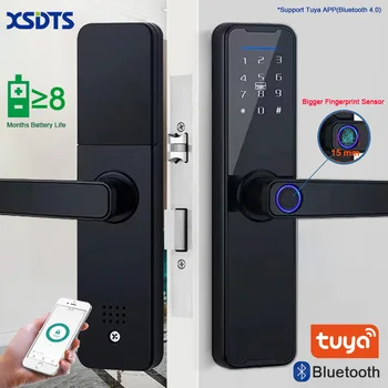Дверной замок XSDTS с отпечатками пальцев Bluetooth Smart Lock Tuya App Дистанционная разблокировка Паролем Электронный дверной замок Изображение