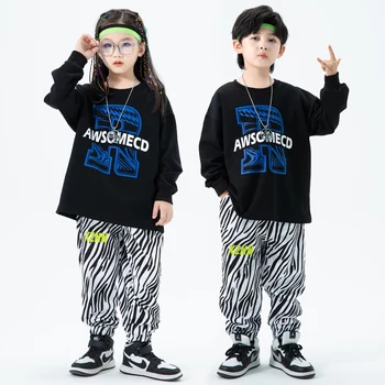 Детская Подростковая Карнавальная одежда в стиле хип-хоп, Толстовка, Топы, брюки-джоггеры в стиле 