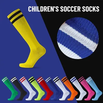 Детские нескользящие носки выше колена для бега, Спортивные носки, носки-трубки, Футбольные носки Изображение