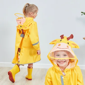 Детское пончо от дождя, пончо для малышей с капюшоном, дождевик Waterpoof, 3D Детская дождевальная одежда с героями мультфильмов для девочек и мальчиков Изображение