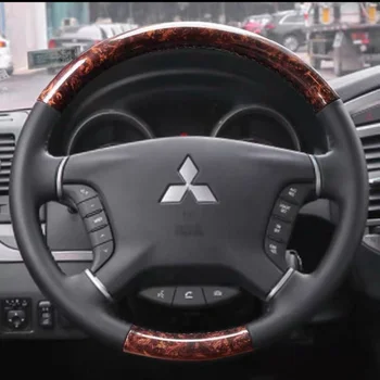 Для Mitsubishi Pajero V93V97 Специальный автомобиль, сшитый вручную из кожи персикового цвета, крышка рулевого колеса, автомобильные аксессуары Изображение