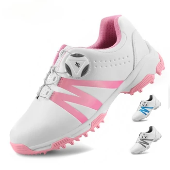 Женская обувь для гольфа PGM, водонепроницаемые легкие кроссовки со шнурками и пряжкой, Женские дышащие нескользящие кроссовки XZ128 Изображение