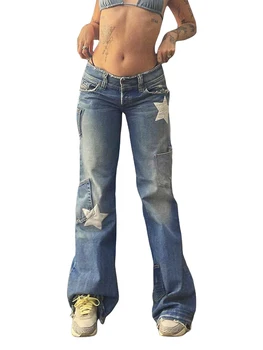 Женские джинсовые шорты Y2K с потертой винтажной высокой талией, летняя модная уличная одежда в стиле гранж Изображение