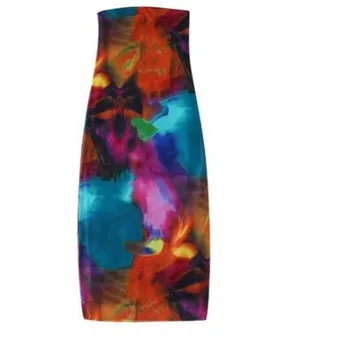 Женское Сексуальное платье без бретелек контрастного цвета, окрашенное в галстук, Сетчатое Тонкое Платье миди, Женское Шикарное вечернее платье DS212 Изображение