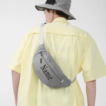 Индивидуальный рюкзак с персонализированным названием, минималистичная студенческая диагональная нагрудная сумка, однотонный модный рюкзак Изображение